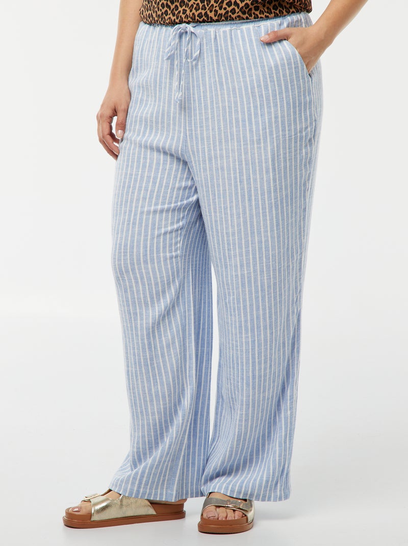 Pantalón recto con cintura elástica + cintas AZUL - Kiabi