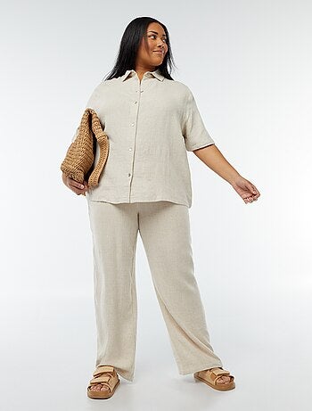 Pantalón recto con cintura elástica + cintas