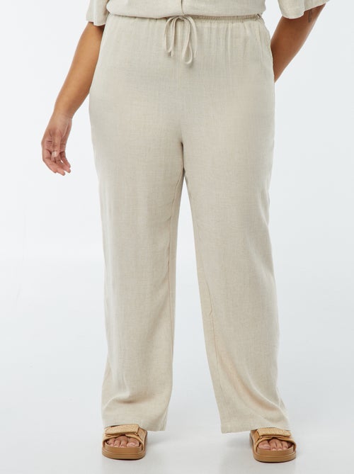 Pantalón recto con cintura elástica + cintas - Kiabi