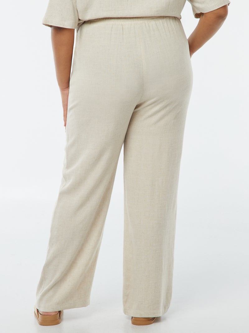 Pantalón recto con cintura elástica + cintas Blanco - Kiabi