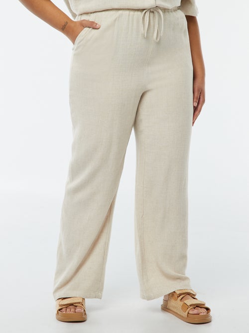 Pantalón recto con cintura elástica + cintas - Kiabi