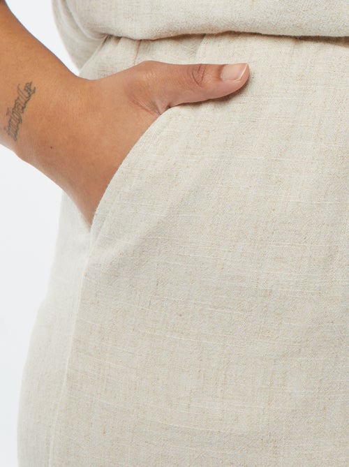 Pantalón recto con cintura elástica + cintas - Kiabi