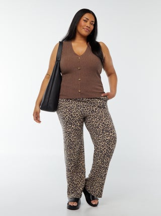 Pantalón recto con cintura elástica + cintas