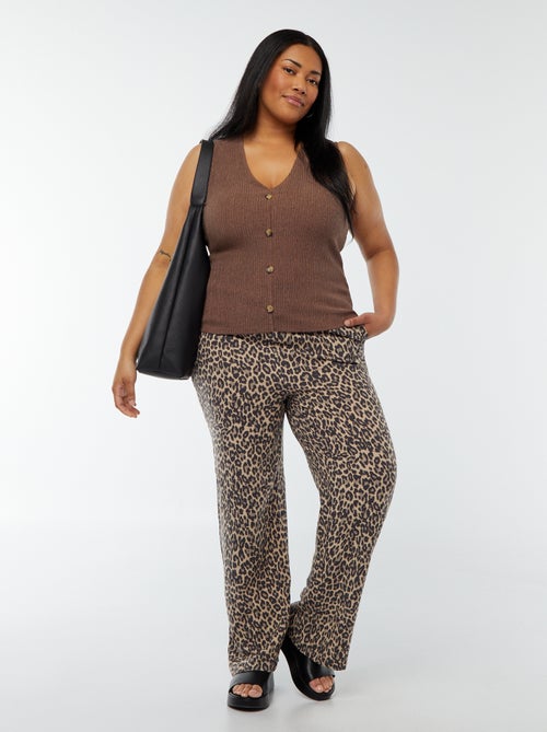 Pantalón recto con cintura elástica + cintas - Kiabi