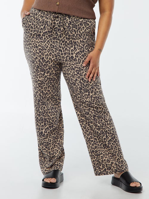 Pantalón recto con cintura elástica + cintas - Kiabi