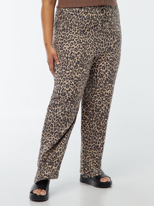 Pantalón recto con cintura elástica + cintas - Kiabi