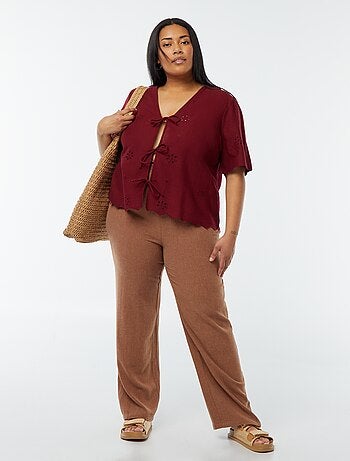 Pantalón recto con cintura elástica + cintas
