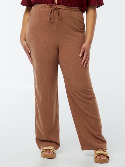 Pantalón recto con cintura elástica + cintas - Kiabi