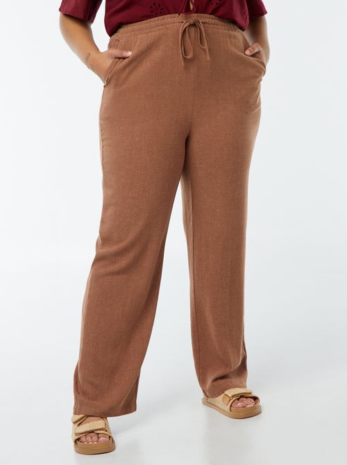 Pantalón recto con cintura elástica + cintas - Kiabi