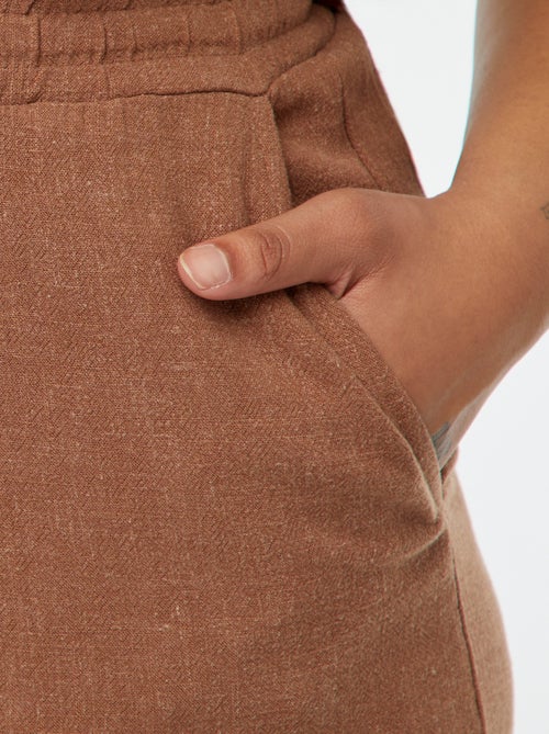 Pantalón recto con cintura elástica + cintas - Kiabi
