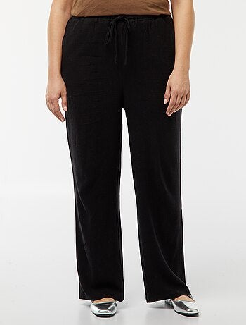 Pantalón recto con cintura elástica + cintas