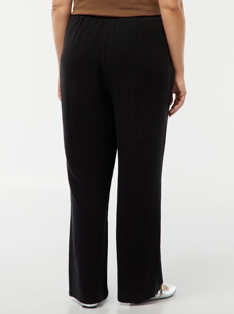 Pantalón recto con cintura elástica + cintas negro - Kiabi