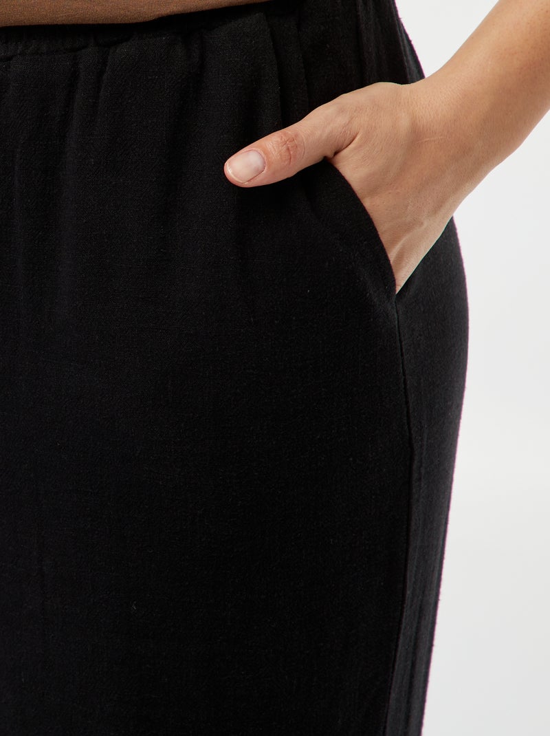 Pantalón recto con cintura elástica + cintas negro - Kiabi