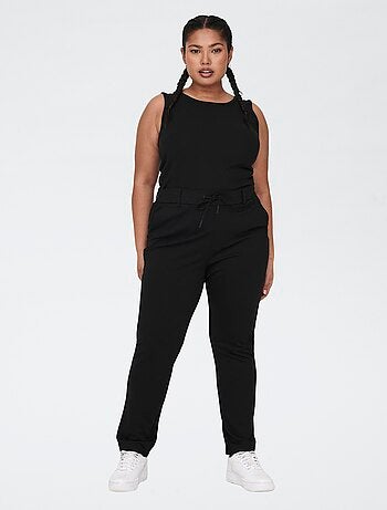 Pantalón recto con cintura elástica, cinturón integrado y 2 bolsillos