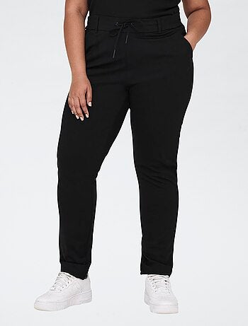 Pantalón recto con cintura elástica, cinturón integrado y 2 bolsillos