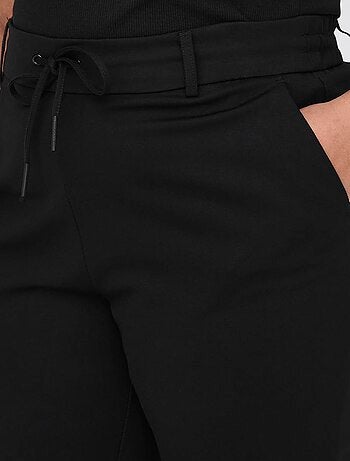 Pantalón recto con cintura elástica, cinturón integrado y 2 bolsillos