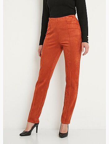 Pantalón recto con cintura elástica en punto de ante - Afibel