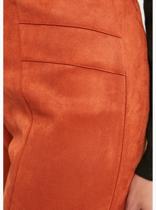 Pantalón recto con cintura elástica en punto de ante - Afibel - Kiabi