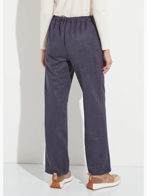 Pantalón recto con cintura elástica en tejido de ante - Afibel - Kiabi