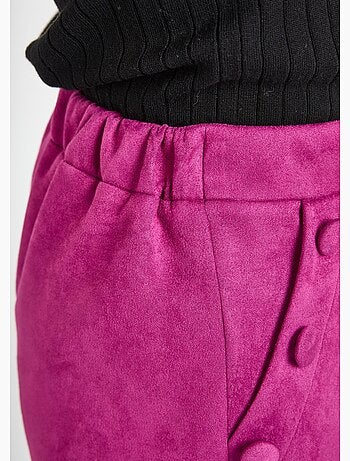 Pantalón recto con cintura elástica en tejido de ante - Afibel