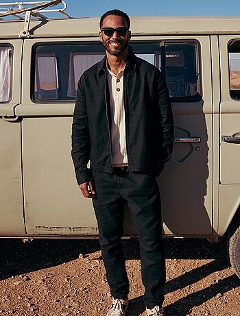 Pantalón recto con cintura elástica