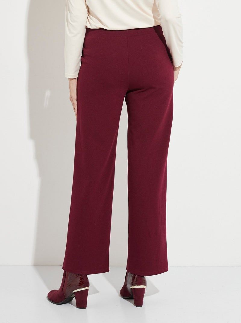 Pantalón recto con cintura elástica y cinturón joya. - Afibel Burdeos - Kiabi