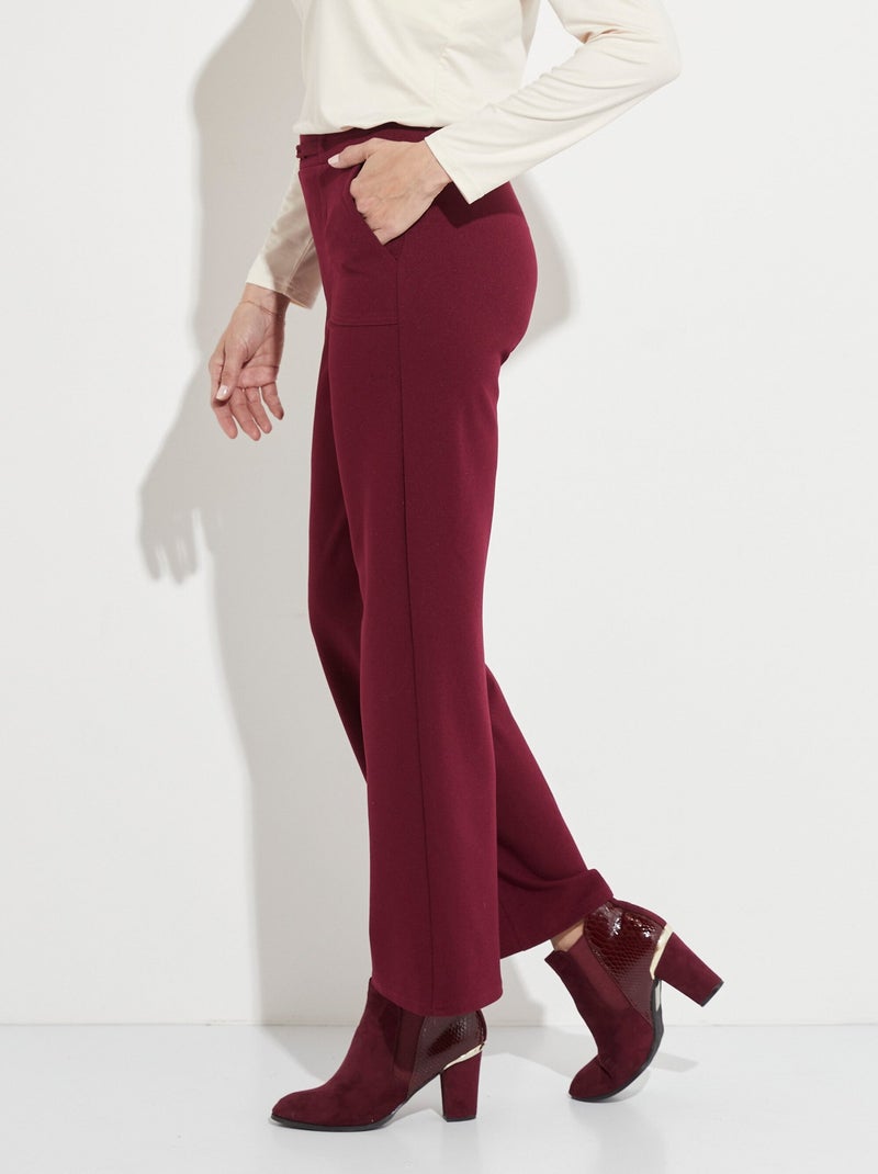 Pantalón recto con cintura elástica y cinturón joya. - Afibel Burdeos - Kiabi