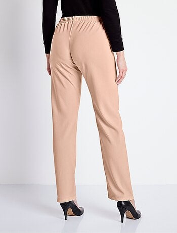 Pantalón recto con cintura elástica y punto canalé - Afibel