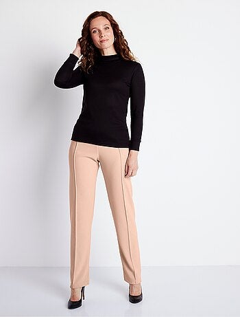 Pantalón recto con cintura elástica y punto canalé - Afibel