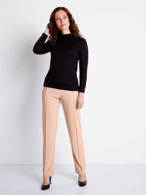 Pantalón recto con cintura elástica y punto canalé - Afibel - Kiabi Pantalón recto con cintura elástica y punto canalé - Afibel - Kiabi