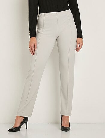 Pantalón recto con cintura elástica y punto canalé - Afibel