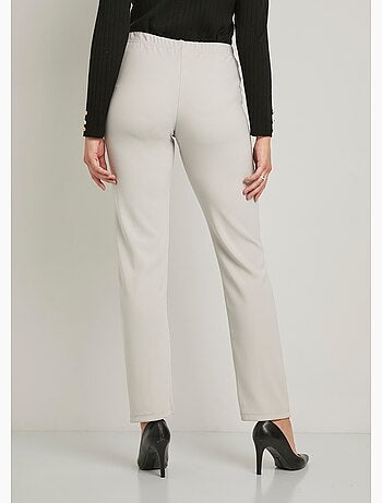 Pantalón recto con cintura elástica y punto canalé - Afibel