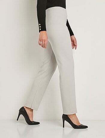 Pantalón recto con cintura elástica y punto canalé - Afibel