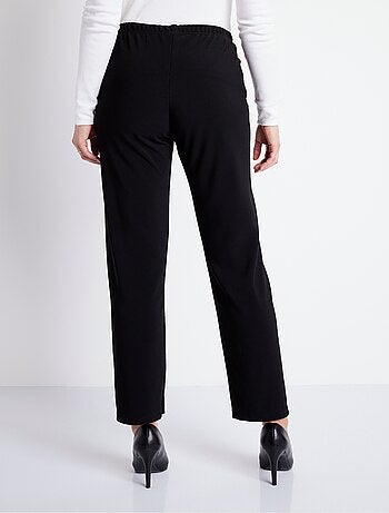 Pantalón recto con cintura elástica y punto canalé - Afibel