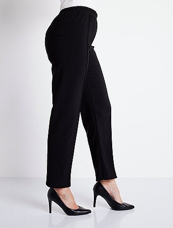 Pantalón recto con cintura elástica y punto canalé - Afibel
