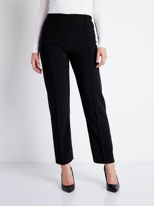 Pantalón recto con cintura elástica y punto canalé - Afibel - Kiabi