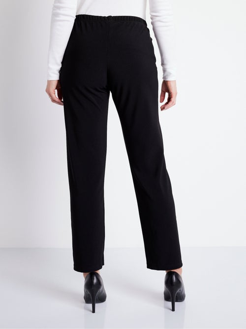 Pantalón recto con cintura elástica y punto canalé - Afibel - Kiabi
