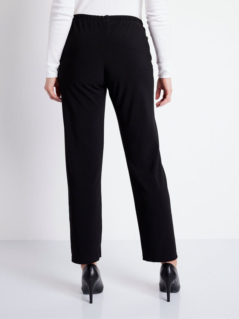 Pantalón recto con cintura elástica y punto canalé - Afibel Negro - Kiabi