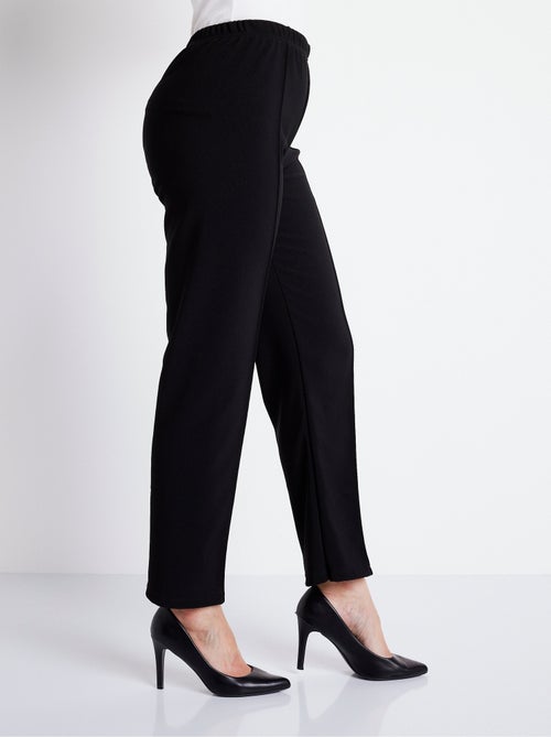 Pantalón recto con cintura elástica y punto canalé - Afibel - Kiabi