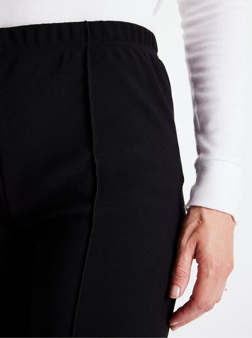 Pantalón recto con cintura elástica y punto canalé - Afibel - Kiabi
