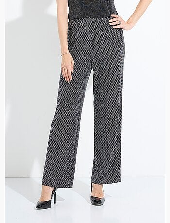 Pantalón recto con cintura elástica y punto de lentejuelas. - Afibel