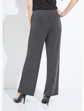 Pantalón recto con cintura elástica y punto de lentejuelas. - Afibel