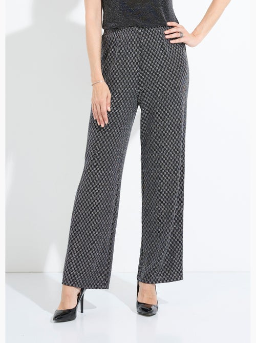 Pantalón recto con cintura elástica y punto de lentejuelas. - Afibel - Kiabi