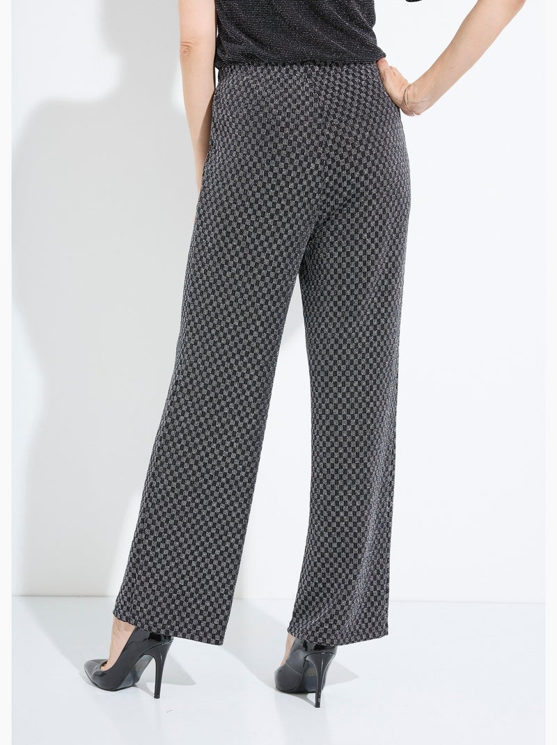Pantalón recto con cintura elástica y punto de lentejuelas. - Afibel Negro/Plata - Kiabi