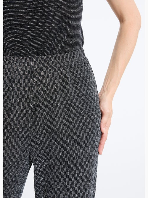 Pantalón recto con cintura elástica y punto de lentejuelas. - Afibel - Kiabi