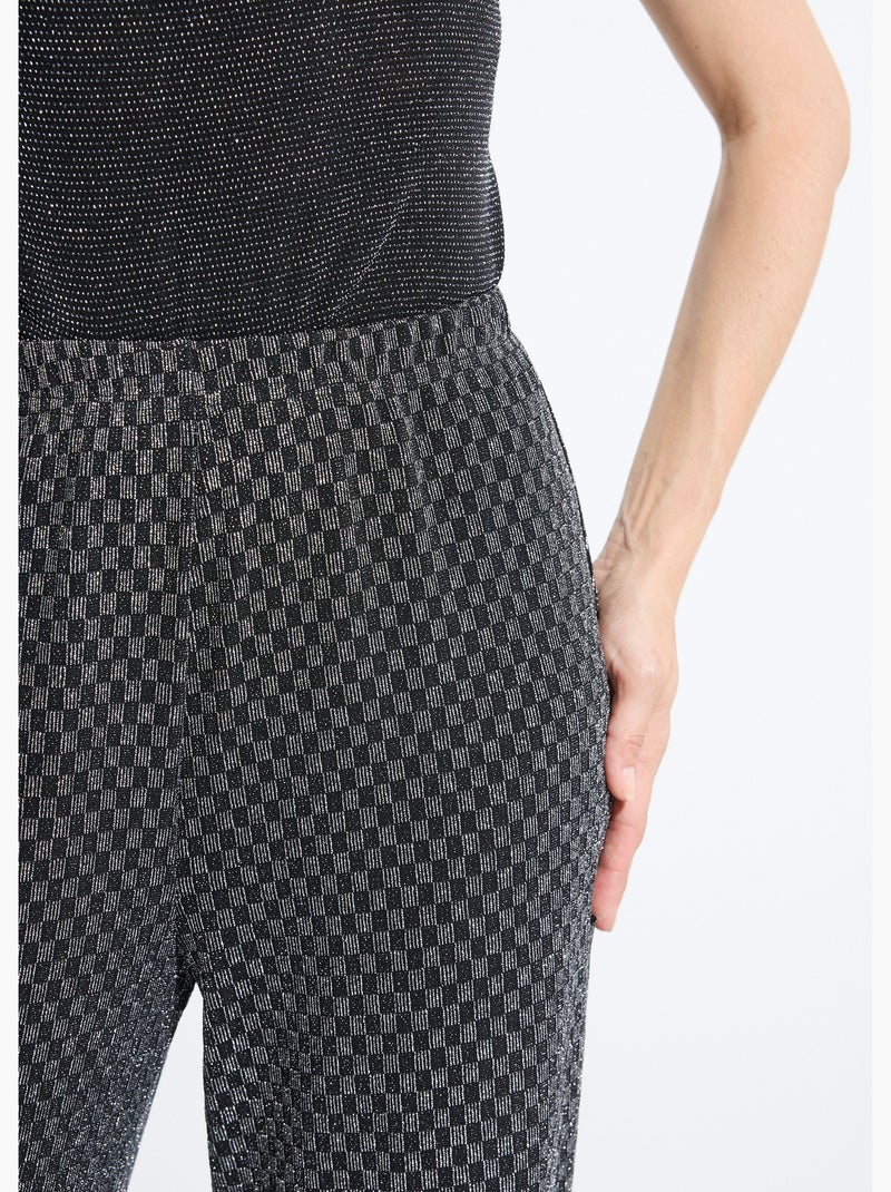 Pantalón recto con cintura elástica y punto de lentejuelas. - Afibel Negro/Plata - Kiabi