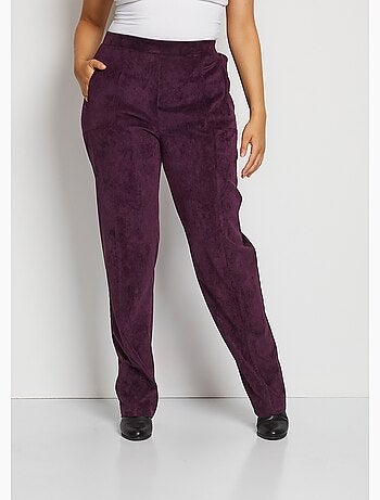 Pantalón recto con cintura elástica y terciopelo milrayas - Afibel