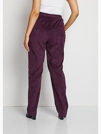 Pantalón recto con cintura elástica y terciopelo milrayas - Afibel