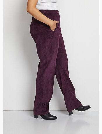 Pantalón recto con cintura elástica y terciopelo milrayas - Afibel