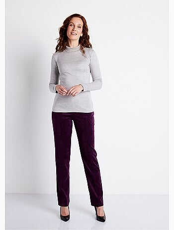 Pantalón recto con cintura elástica y terciopelo milrayas - Afibel